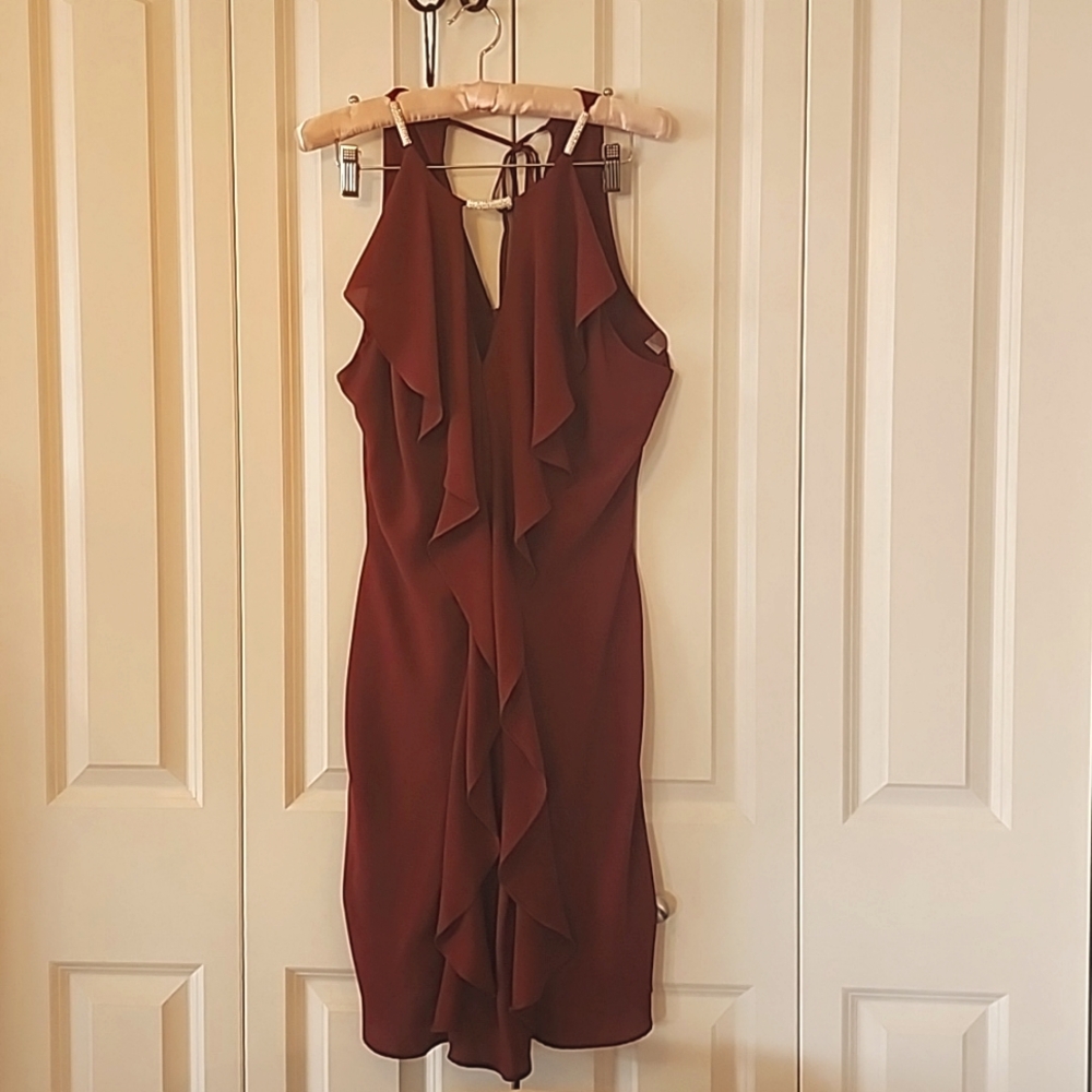 Dress by Venus,  size 10, burgundy/ rhinestones collar sequin
